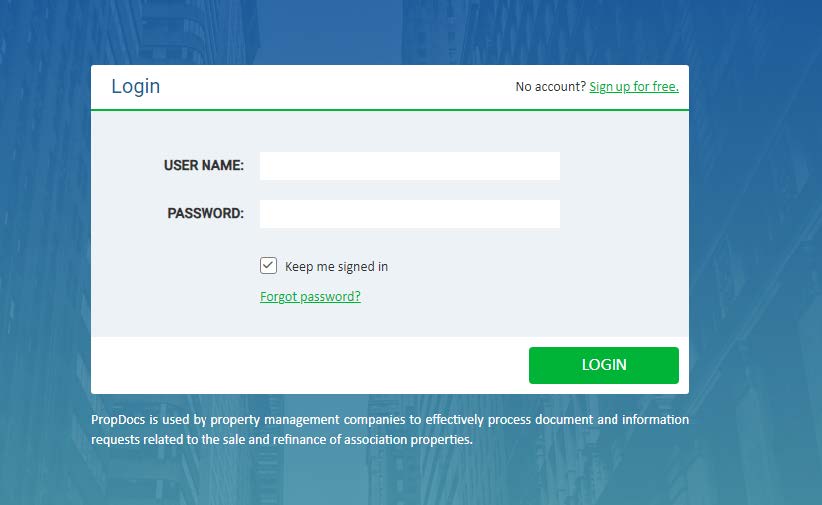 PropDocs Login Instructions